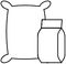Icon of a sack and a jar, symbolizing packaged goods or food storage.