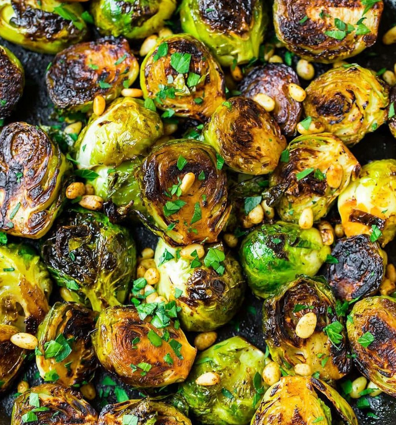 Roasted Brussels Sprouts with Pinenuts