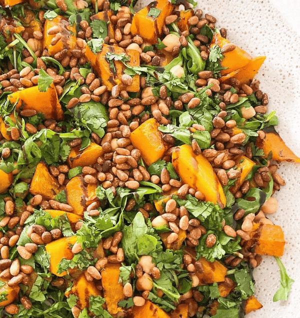 Roasted Pumpkin, Chickpea and Pinenut Salad - Nuts About Life