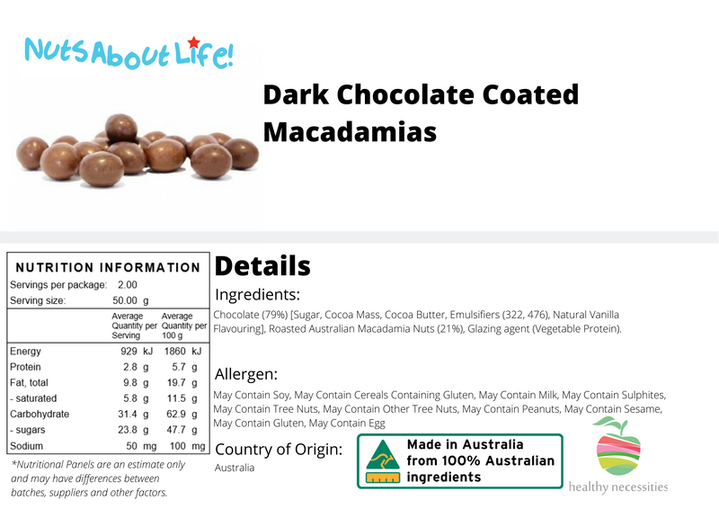 Dark Chocolate Coated Macadamias