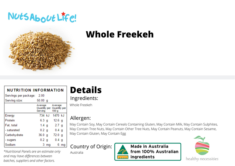 Whole Freekeh Nutritional Information
