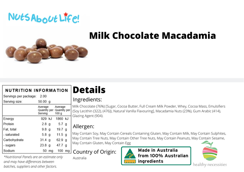 Milk Chocolate Coated Macadamias