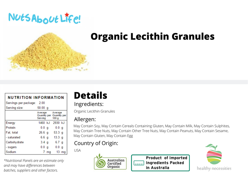 Organic Lecithin Granules Nutritional Information