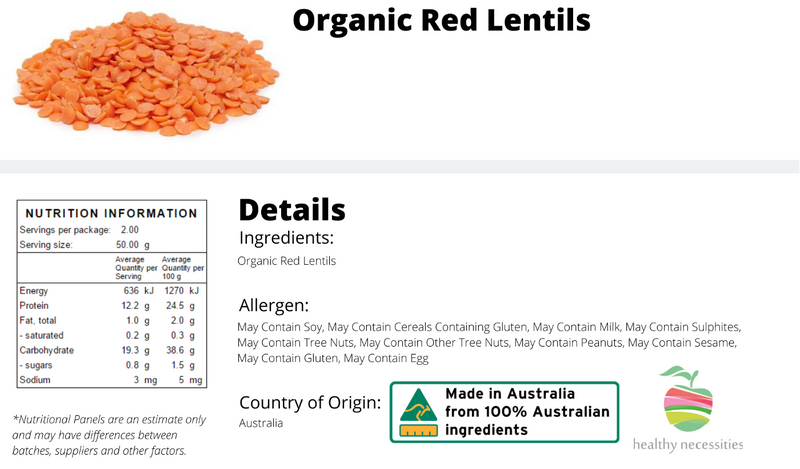 Organic Red Lentils