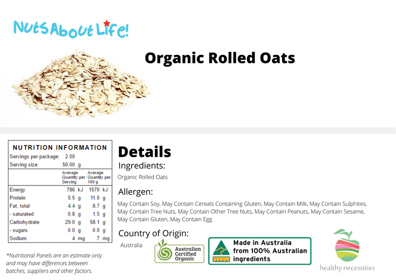 Organic Rolled Oats Nutritional Information