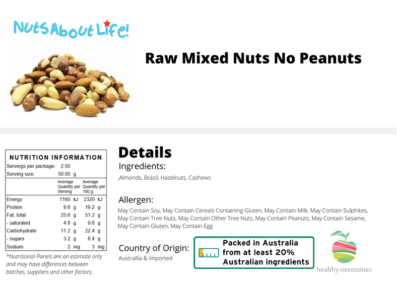 Raw Mixed Nuts Nutritional Information