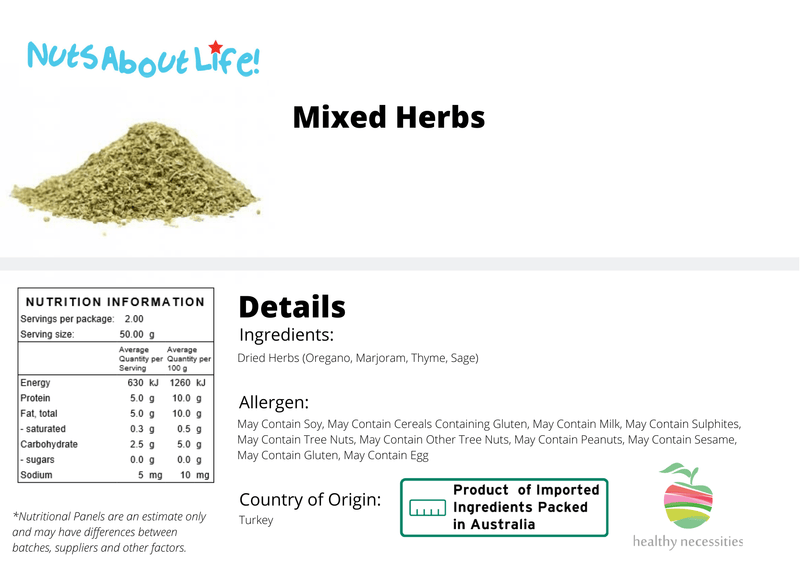 Dried Mixed Herbs - Nuts About LifeDMH505Nuts About Life