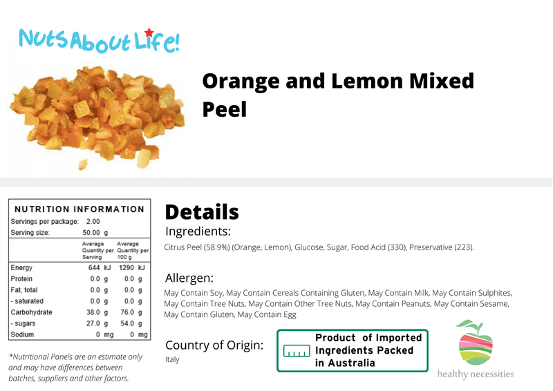 Orange and Lemon Mixed Peel - Nuts About LifeOLMP2236Nuts About Life