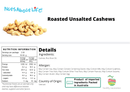 Roasted Unsalted Cashews - Nuts About LifeRUC6686Nuts About Life